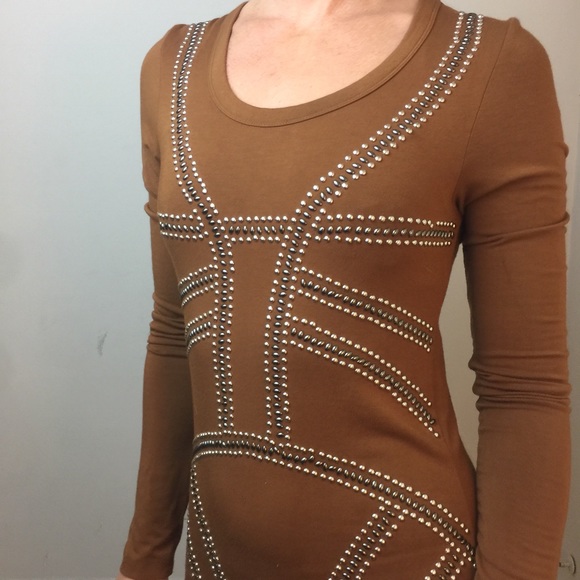 Torn by Ronny Kobo Brown Studded Long Sleeve Dress - Picture 8 of 8